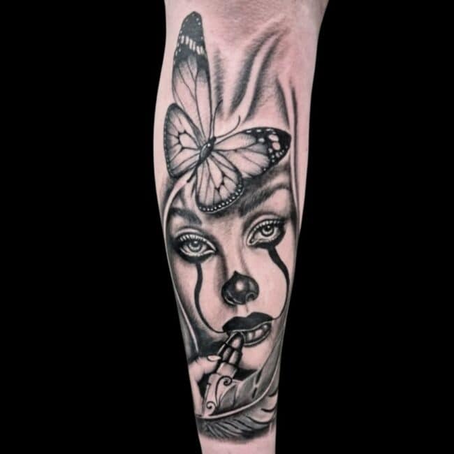 Elizabeth Tattoo Artist Realism Woman Fingers Leaf Butterfly Arm Tattoo