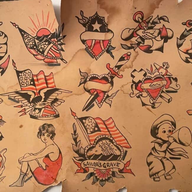 Flash Tattoo Sheet Old Percy Waters Tattoos