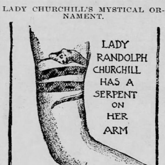 Lady Randolph Churchill Black and White Drawing of her Snake Arm Tattoo