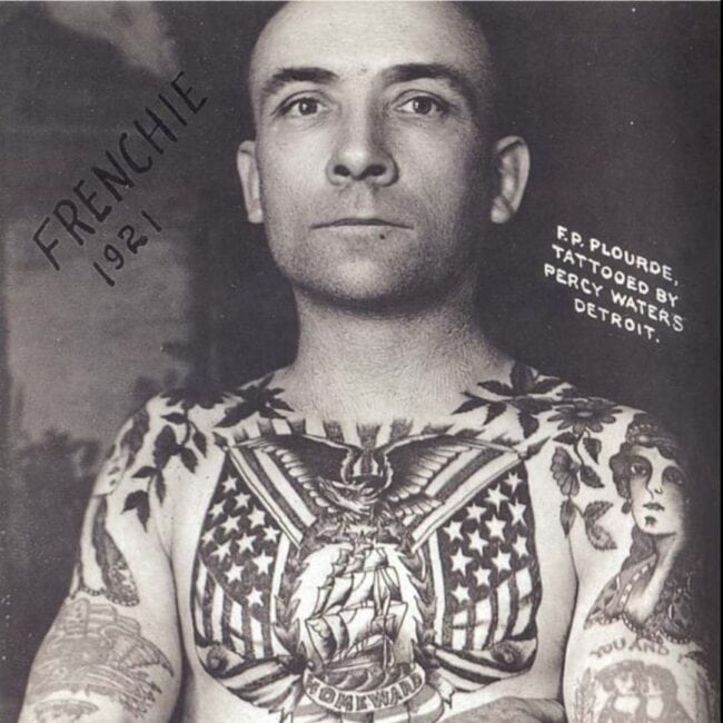Old Photo Man Tattooed by Percy Waters Frenchie 1921