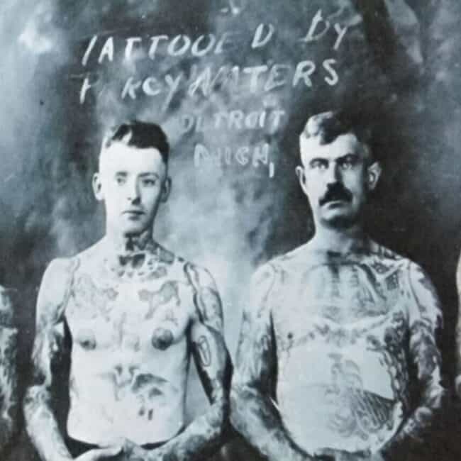 Old Photo Two Men Tattooed by Percy Waters