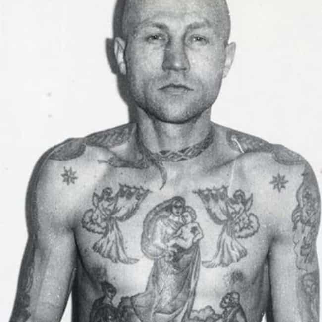 Russian Man Snake Tattoo Black and White Full Front Body Tattoo Picture
