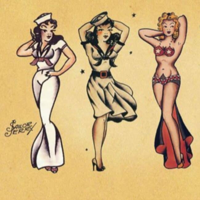 Sailor Jerry Women Tattoos For US Navy Pin-Up Girls