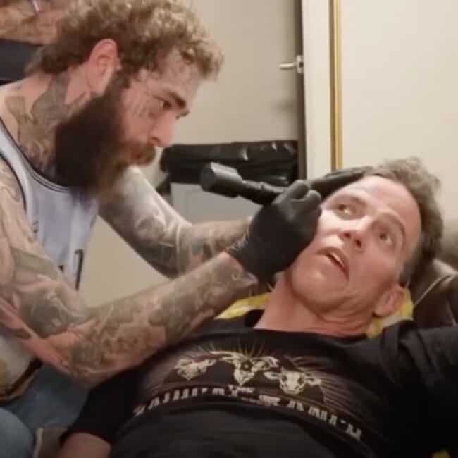Steve-O Getting Tattooed by Post Malone on his Face