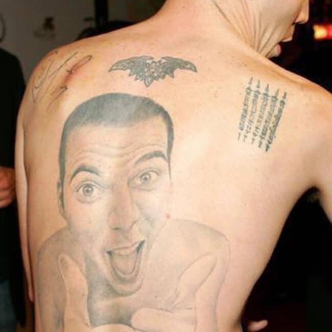 Steve-O Portrait Back Black and White Realism Tattoo