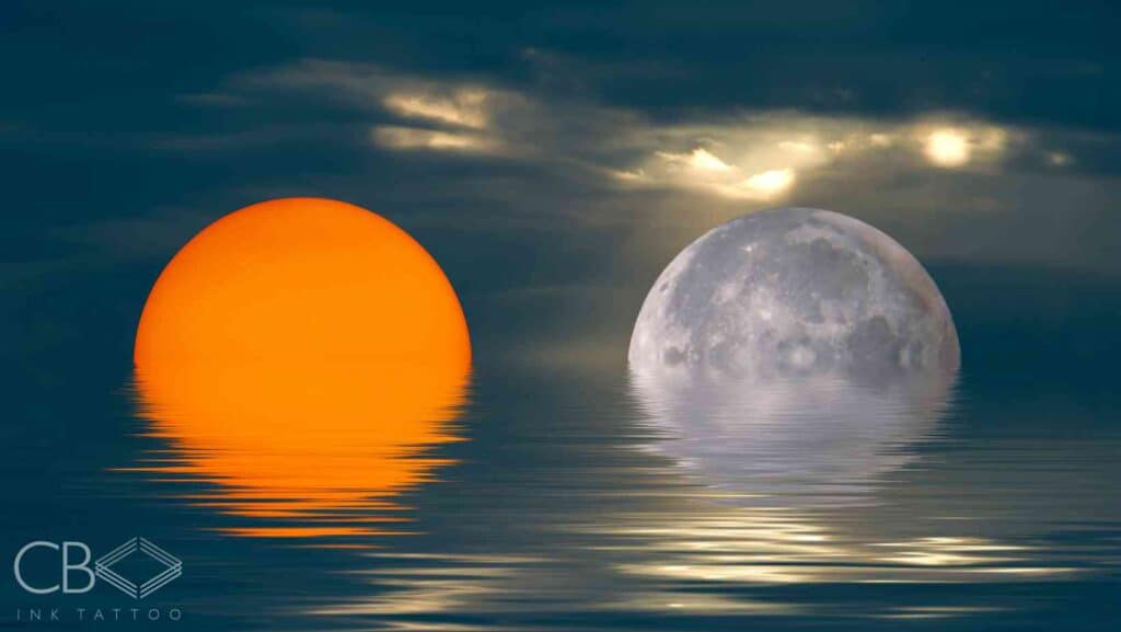 Sun and Moon Tattoos – Embracing Opposites in Body Art Sun and moon above the Sea Sky Background Blog Cover Image