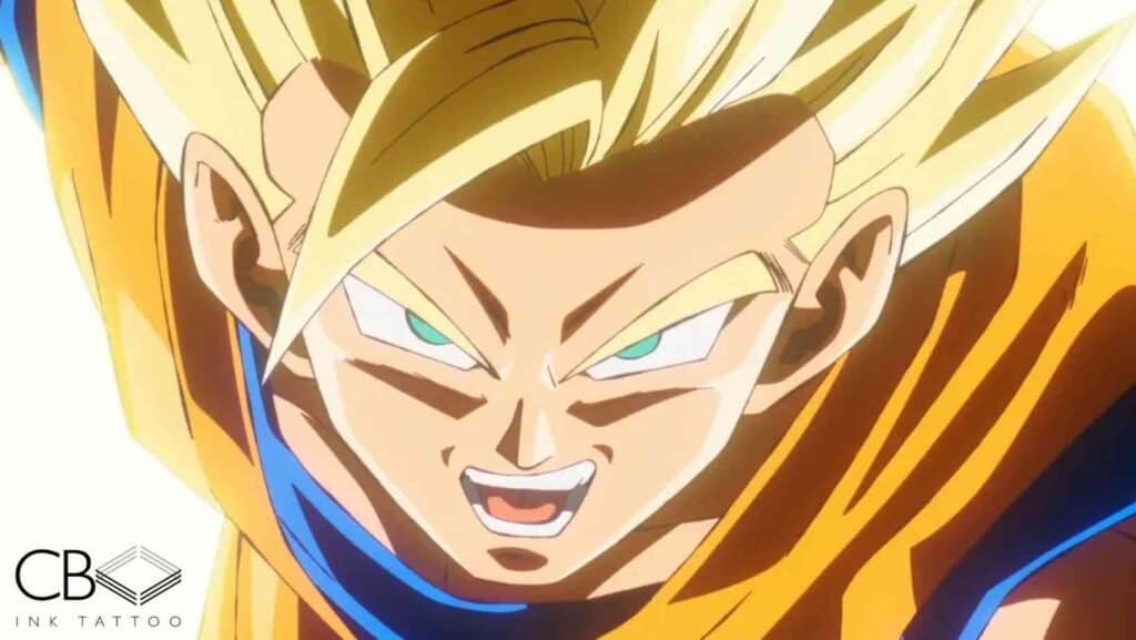 Super Saiyan Ink Dragon Ball Goku and Gohan Tattoos Super Saiyan Anime Character Smiling Face Orange Outfit Blonde Hair Blog Cover Image