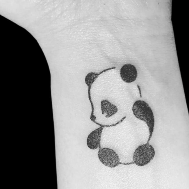 Unique Black Panda Semicolon Wrist Tattoo