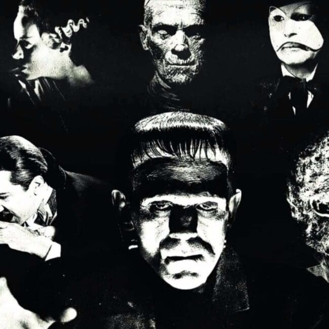 Classic Movie Faces of Famous Characters Mix Black and White Image