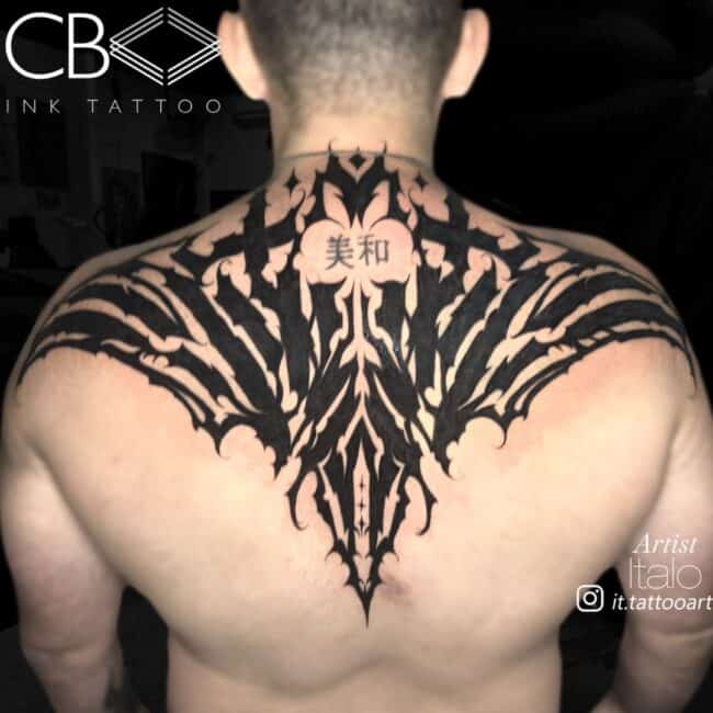 Italo Tattoo Artist Tribal Blackwork Sharp Patterns Back Tattoo
