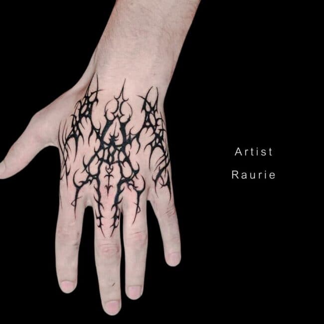 Raurie Tattoo Artist Tribal Blackwork Pattern Black and Grey Black lines Ornament Style Hand Tattoo