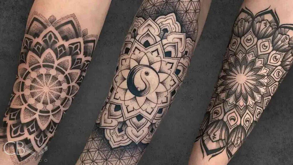Three Forearm Mandala Geometric Tattoos Next To Each Other The Art and Meaning Behind Geometric Tattoos A Guide for Ink Enthusiasts Image