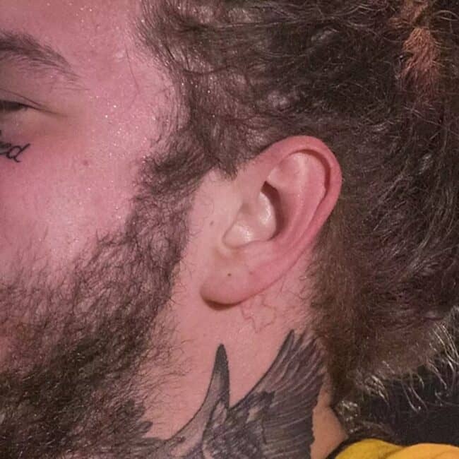 Post Malone Stoney Tattoo Under Chin Neck Tattoo
