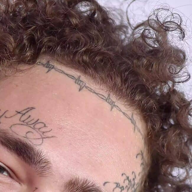Post Malone Face Tattoo Barbed Wire Forehead Tattoo