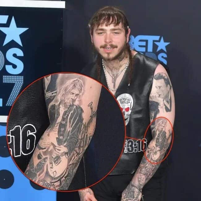 Post Malone Kurt Cobain Arm Tattoo Honouring Music Icons