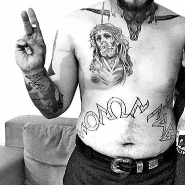 Post Malone Molon Labe Stomach Tattoo Greek Origin Script Lettering Tattoo