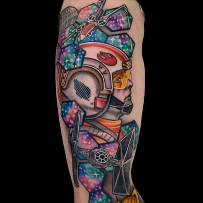 Star Wars Tattoo Luke Skywalker Colour Boy Pilot Arm Sleeve Tattoo