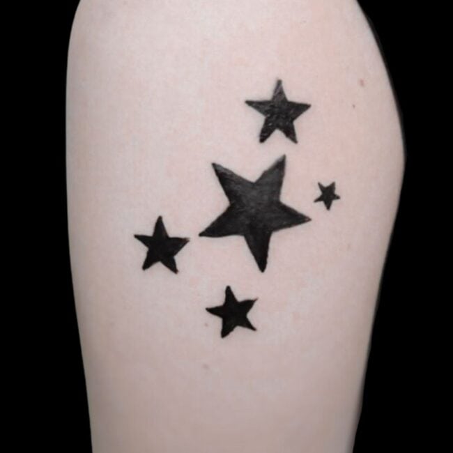 Ben Tattoo Artist Blackwork Minimalist Stars Small Big Medium Size Leg Tattoo