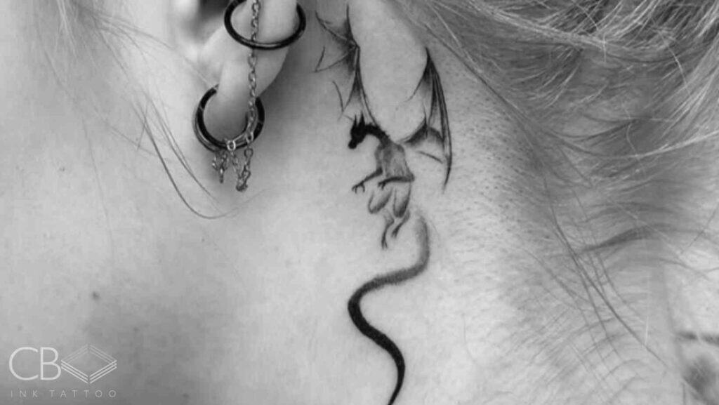 Black and Grey Minimalist Dragon Neck Tattoo Ideas Stunning Designs Meanings Blog Article Image Cover