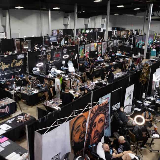 Tattoo Convention Materials Equipment Boards Pictures Inks Human Actual Tattooing Trainings
