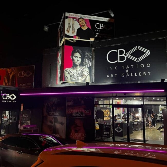 CB Ink Tattoo Art Gallery Studio Brisbane Artist Lights Inks Facade Piercing Art Gallery