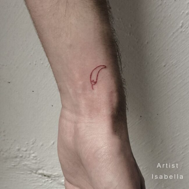 Fine Line Minimalist Chili Chile Peppers Pedicle Calyx Exocarp Short Small Squatty Size Wrist Forearm Tattoo