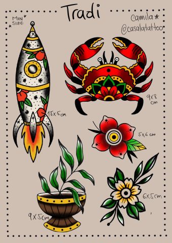 Animal- Colour- Traditional-Flash-Tattoo-Design-Sheet-Camila