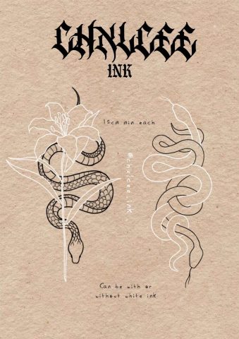 Chelsea Tattoo Artist Snakes Flower Linework Flas