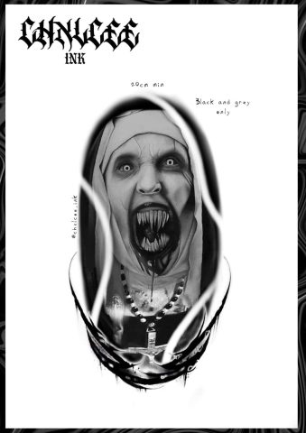 Chelsea Tattoo Artist Detailed Sharp Teeth Eyes Mouth Horror Flash