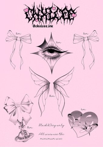 Chelsea Tattoo Artist Eye Ribbon Wing Linework Flash
