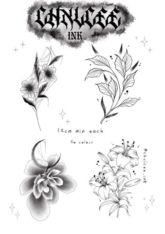 Floral Flash Tattoo Design Sheet Chelsea