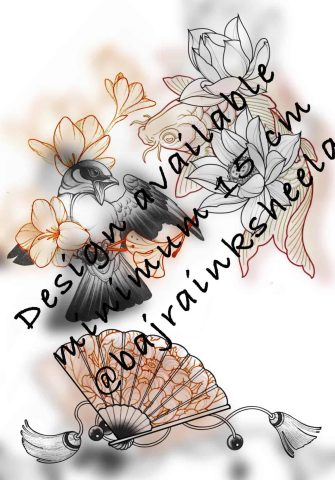 Japanese 2 Flash Tattoo Design Sheet Sheela