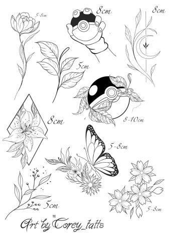 Linework 12 Flash Tattoo Design Sheet Corey