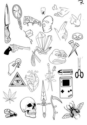 Linework 3 Flash Tattoo Design Sheet Raurie