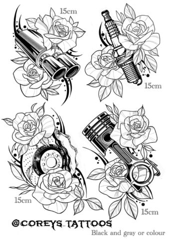 Neo Traditional 3 Flash Tattoo Design Sheet Corey