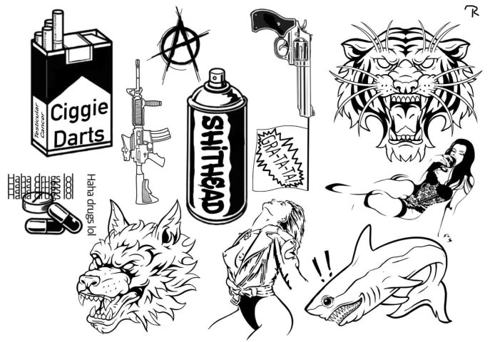 Realism 5 Flash Tattoo Design Sheet Raurie