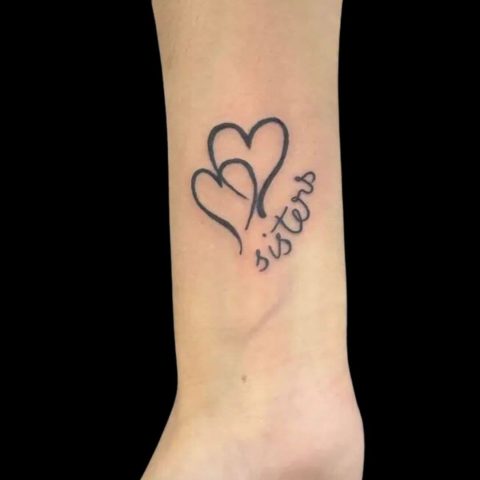 Small Heart 2 Sisters Forearm Tattoo