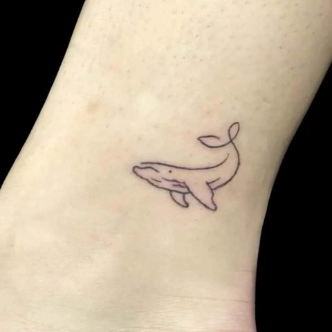 Small Whale Ankle Tattoo
