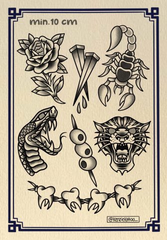Traditional Flash Tattoo Design Sheet Kenzie