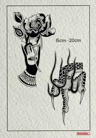 blackwork flash tattoo design Kenzie