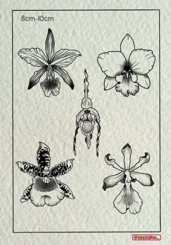 Floral flash tattoo design sheet Kenzie