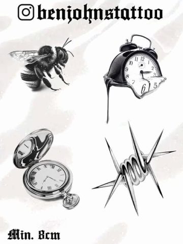realism tattoo flash design sheet Ben