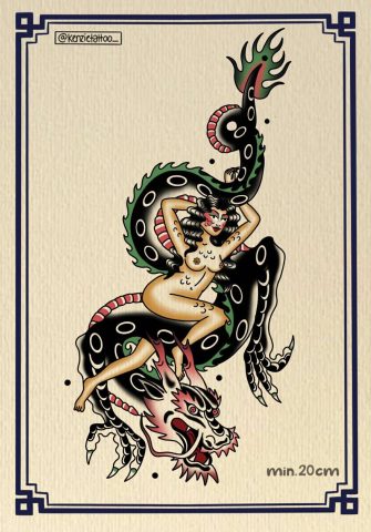 traditional design flash sheet tattoo Kenzie