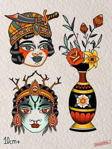 Traditional flash tattoo design sheet Mckenzie
